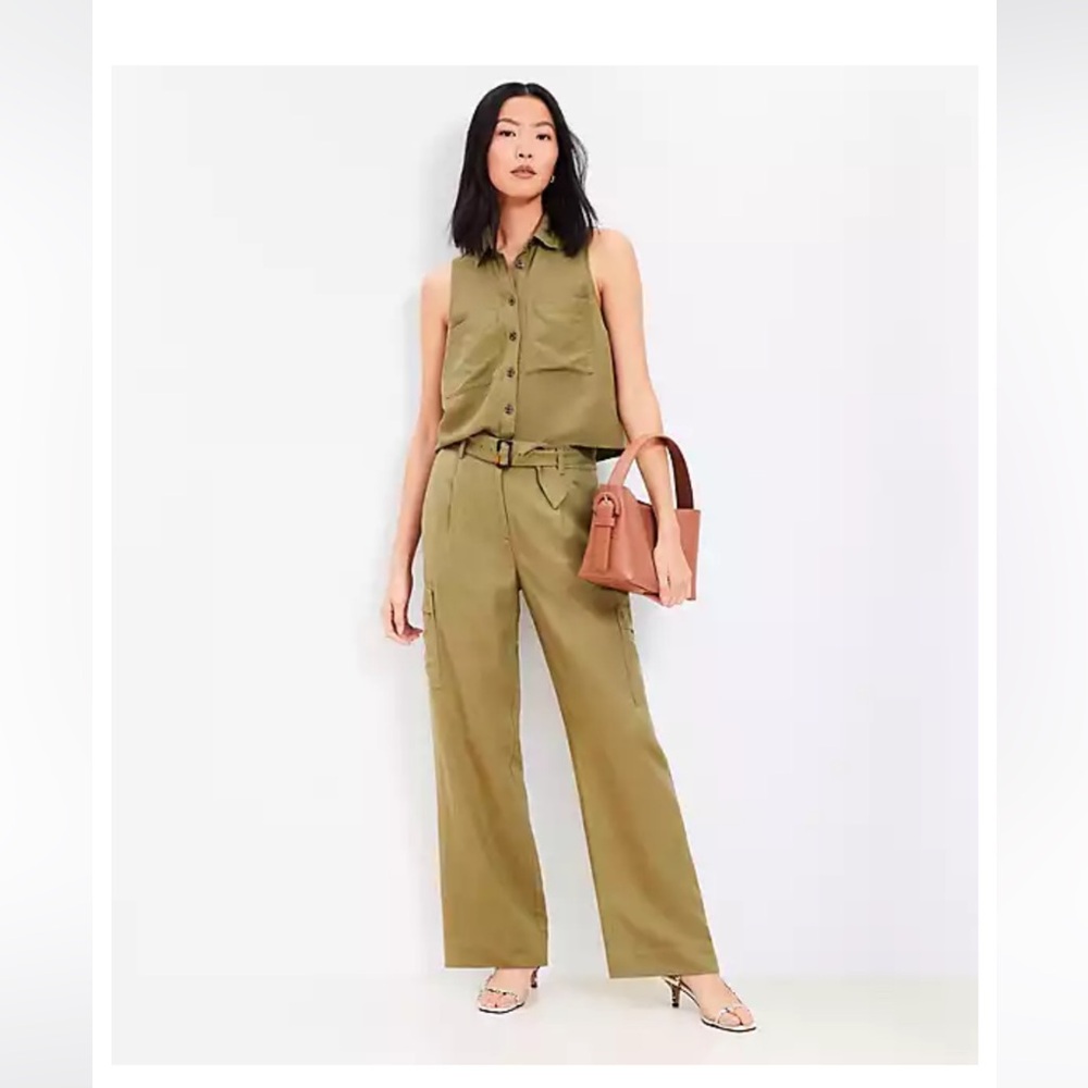 LOFT Tall Drapey Cargo Pants In Linen Blend
